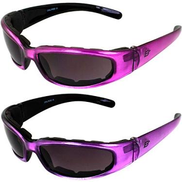 Imagem de 2 pares de óculos de sol femininos Birdz Eyewear Chill para motocicleta, armação rosa e roxa, lentes superescuras