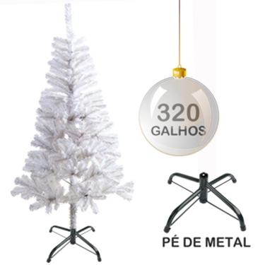 Imagem de Arvore De Natal 1,80M Branca Com 320 Galhos E Pe De Metal