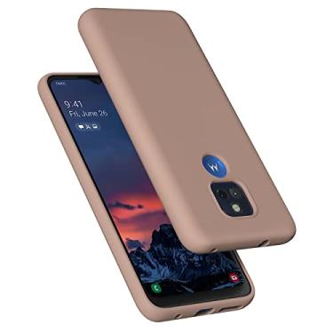 Imagem de E Segoi Capa para Moto G Play 2021, capa de borracha de gel de silicone líquido à prova de choque forro de microfibra macio compatível com Motorola Moto G Play 2021 6,5 cm (marrom claro)