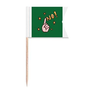 Imagem de Decline Reject No Dactylfinger Gesture, bandeiras de palito, marcação de rotulagem para bolo de festa, prato de queijo