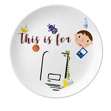 Imagem de Caderno Gravação Aprendizagem Placa de Porcelana Prato de Jantar Redondo Menino Homem