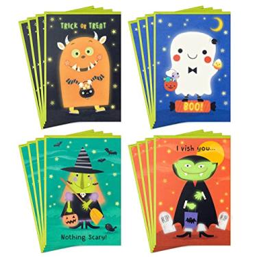 Imagem de Hallmark Cartões de Halloween sortidos para crianças, brilha no escuro (16 cartões com envelopes)