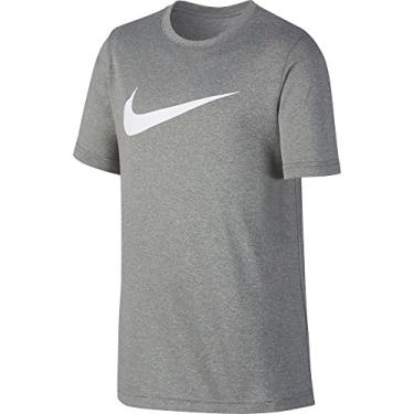 Imagem de Camiseta masculina Nike Dry de manga curta com estampa lisa, Dark Grey Heather/White, Large