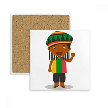 Imagem de Porta-copos quadrado preto selvagem Jamaica com desenho da Jamaica