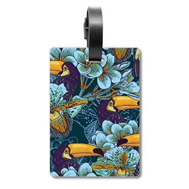 Imagem de Orquídea pássaro quadrado padrão contínuo saco de bagagem etiqueta etiqueta cartão pendurado Scutcheon etiqueta