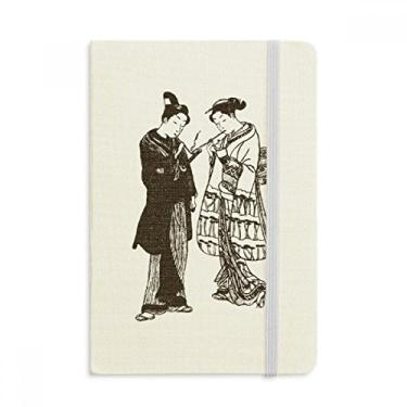 Imagem de Caderno de arte em estilo japonês com desenho de japonês, capa dura em tecido, diário clássico