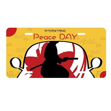 Imagem de DIYthinker Bushido Samurai Katana Sakura contorno Japão placa placa de carro decoração Dia da Paz