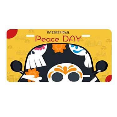 Imagem de DIYthinker Placa de identificação com ilustração da cultura do México Bones Skull Flower Decoração de carro Dia da Paz