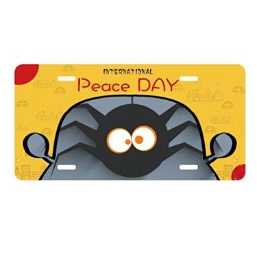 Imagem de DIYthinker Placa de carro com ilustração de teia de aranha e insetos de Halloween, decoração de carro, dia da paz