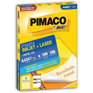 Imagem de Etiqueta adesiva pimaco (a4) ink jet/laser 285,5x200mm a4367, caixa com 100 etiquetas