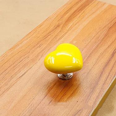 Imagem de Gabinete Gaveta Maçaneta Alça Cerâmica Coração Novidade Forma Criativa Para Casa Apartamento Edifício Hotel Móveis Roupeiro Porta Puxar, amarelo grande