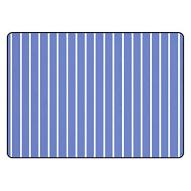 Imagem de Tapete de área para sala de estar, quarto, listrado, azul, branco, vertical, tapete macio, para sala de jantar, sala de aula, 1,2 m x 1,6 m