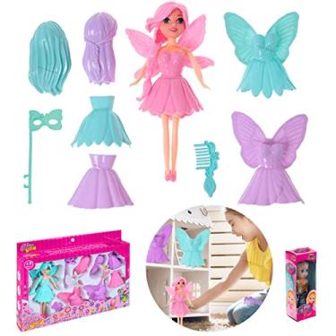 Imagem de CAYCOIN Kit Boneca Bailarina Fada Com Asas Articulada Que Troca De Roupa Com Acessórios Brinquedos para menina 3 anos Presente dia das crianças