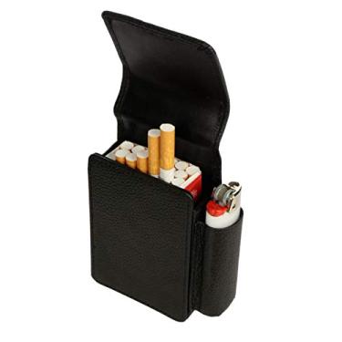Imagem de Cigarreira porta isqueiro imantado NERONE couro preto