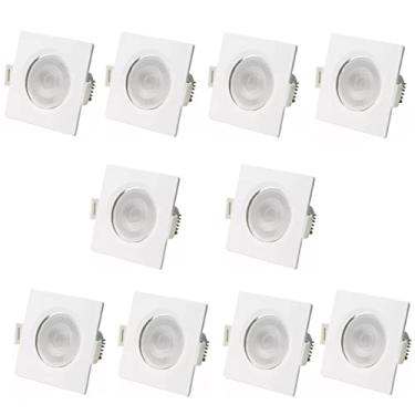 Imagem de Kit 10 Spot Led Cob Direcionável Embutir Quadrado Branco Quente 3000k 7w