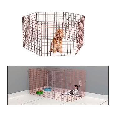 Imagem de Genérico Cercadinho para Cachorros e Porquinho da Índia, Rose Gold, 60cm Altura, Dobrável e Portátil, 6 Telas