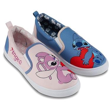 Imagem de Disney Ladies Lilo and Stitch Shoes - Ladies Classic Lilo and Stitch Slip On Sneakers Lilo and Stitch Canvas Slip On Sneakers (Light Blue, 10)