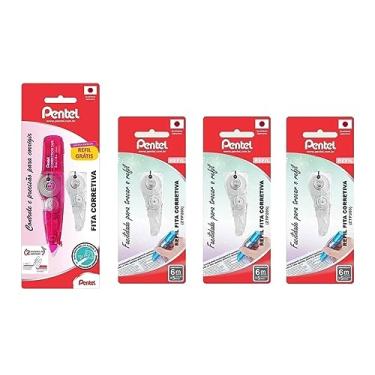 Imagem de Fita Corretiva Pentel Rosa + 4 Refis