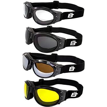 Imagem de Birdz Pacote com 4 óculos escuros para motociclista Eagle Red Baron para conforto durante o dia e noite em qualquer condição climática