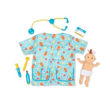 Imagem de Melissa & Doug Pediatric Nurse Role Play Costume Set (8 pcs) - Includes Baby Doll, Stethoscope