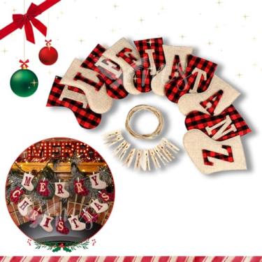 Imagem de Varal Natal Cordão Guirlanda Decoração Enfeite Botas Xadrez