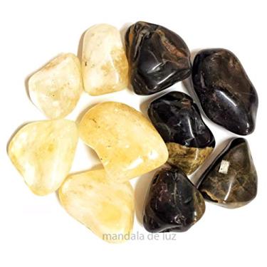 Imagem de Kit de 10 Pedras Mistas - Mandala de Luz - Ônix e Citrino - Pedras Decorativas Esotéricas