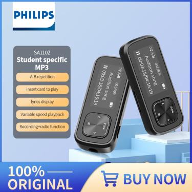 Imagem de Philips-mini mp3 player digital  leitor de música original  gravador de voz fm  cartão micro sd tf