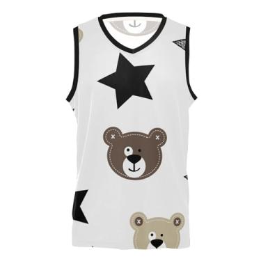 Imagem de KLL Camisa de basquete esportiva masculina cinza Star Bear Camiseta de beisebol durável para homens e mulheres, Urso estrela, cinza, G