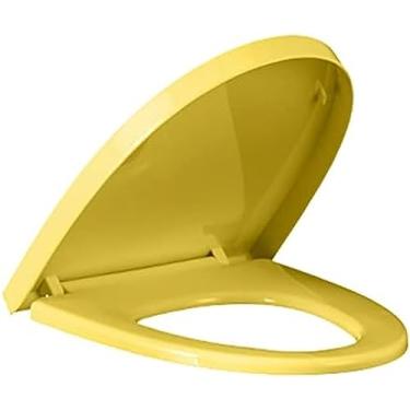 Imagem de Assento de vaso sanitário alongado, assentos de vaso sanitário quadrados, tampa de vaso sanitário com fechamento silencioso, vasos sanitários oblongos padrão U/V, com amortecedores de assent