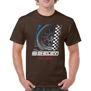 Imagem de Camiseta masculina Shelby Wheel American Classic Muscle Car Racing Mustang Cobra GT500 Performance Powered by Ford, Marrom, 3G
