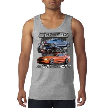 Imagem de Camiseta regata Shelby All American Cobra Mustang Muscle Car Racing GT 350 GT 500 Performance Powered by Ford masculina, Cinza, GG