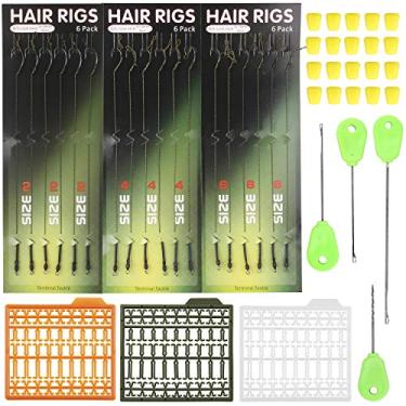 Imagem de Kit de equipamentos de pesca Carp Hair Boilie – 45 peças de gancho de carpa curvada trançada cortador de isca ferramenta de agulha perfume milho