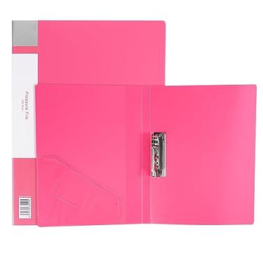 Imagem de PATIKIL 23,5 x 31 cm Grampo de fichário sem perfuração, 2 peças de plástico único clipe forte sem anéis, protetor de pasta de arquivo para escritório tamanho A4, rosa vermelha