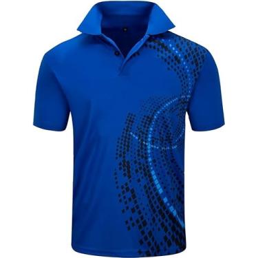 Imagem de ZITY Camisa polo de golfe masculina de manga curta atlética de tênis, 066-K - curva azul, 3G