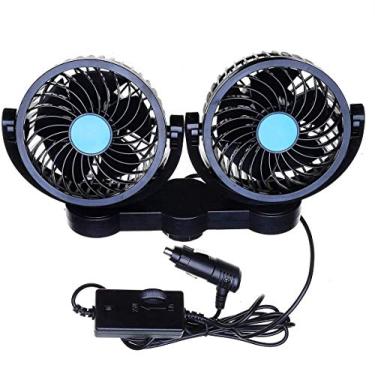 Imagem de Ventilador de ar ZoneTech 12V com cabeça dupla para carro - potente e silencioso, 2 velocidades, 360 graus rotativo, dedilhado para uso no banco traseiro, preto