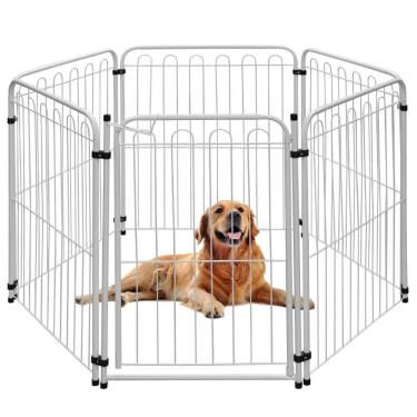 Imagem de Cercado Cachorro Pet - 5 Módulos + Portão - 82x68Cm - Branco - 30.035.01 - Petmix
