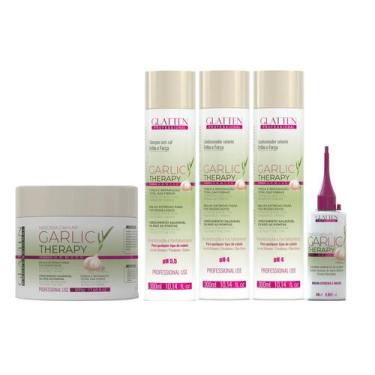 Imagem de Glatten Garlic Therapy Shampoo E 2 Condicionadores E Máscara E Tônico