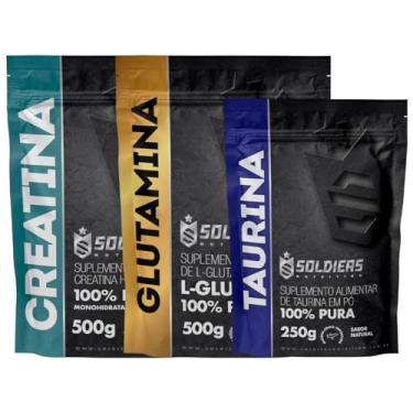 Imagem de Kit: Creatina Monohidratada 500g + Glutamina 500g + Taurina 250g - 100% Pura Importada - Soldiers Nutrition