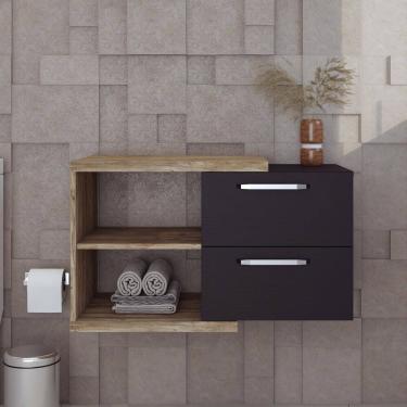 Imagem de Armario Gabinete Nexus 83 cm Carvalho/Preto Ônix