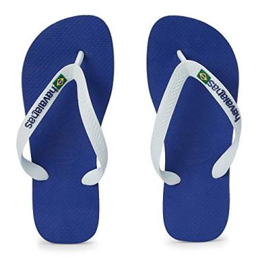 Imagem de Sandalias Havaianas Brasil Logo Havaianas Adulto Unissex Azul Naval 39/40