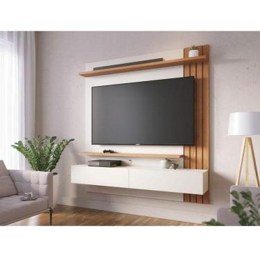 Imagem de Painel Para Tv Home Suspenso Ambiente Juriti 1.5 Off White Matte Freijó - Colibri