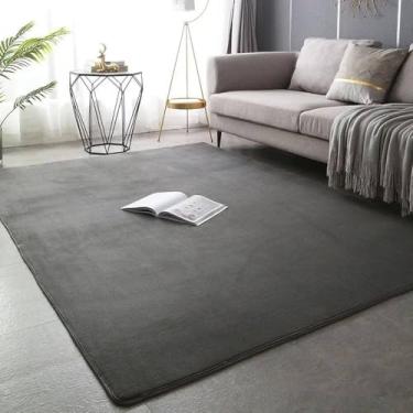 Imagem de Tapete cinza para sala de estar Tapete de pelúcia grande e macio para quarto Tapetes macios antiderrapantes para decoração de casa Tapete de jogos, cinza escuro, 50 x 80 cm (19 x 31 pol.)