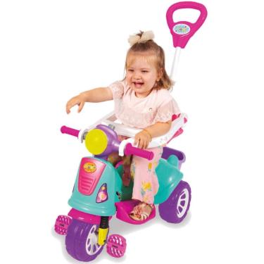 Imagem de Carrinho de Passeio e Pedal Maral Moto Triciclo Avespa Pink