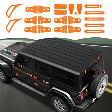 Imagem de CheroCar 22 peças acessórios exteriores tampa do capô do motor tampa da dobradiça da porta lateral ar condicionado tampa da maçaneta da porta para Jeep Wrangler JL JLU Sports Sahara Freedom Run 2018