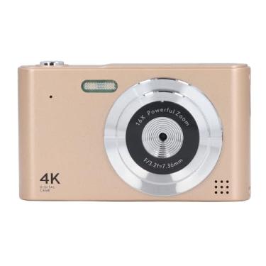 Imagem de Câmera Digital 4K HD, Câmera Vlogging Com Foco Automático de 48 MP Com Tela de 2,4 Polegadas, Lanterna LED, Câmera CCD Compacta Com Zoom Digital 16X para Fotografia (Ouro)