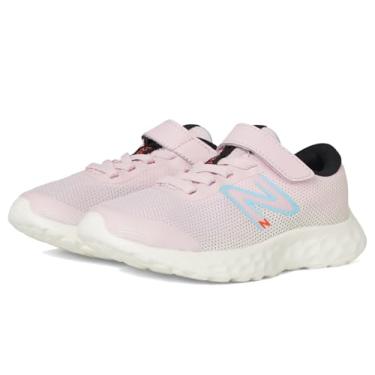 Imagem de New Balance Tênis de corrida unissex infantil 520 V8 com renda elástica, Rosa de meados do século/azul celeste/preto, 1.5 Little Kid