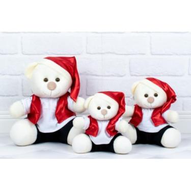 Imagem de Trio De Ursos Tedde Mamãe Noel Pelúcia Natalina Para Decorações (Colete Padrão - Pelúcia Palha)