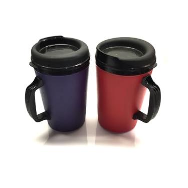 Imagem de GAMA Electronics Caneca térmica Thermoserv de 590 ml com design clássico de posto de gasolina (vermelho/roxo pacote com 2)