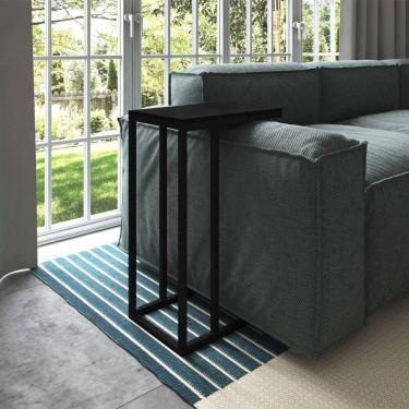 Imagem de Mesa Lateral Encaixe Elena Preto E Tampo Preto Asturias - Cor: Preto