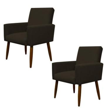 Imagem de Kit 2 Cadeiras Poltronas Decorativa Nina Suede Herrero, Marrom Escuro